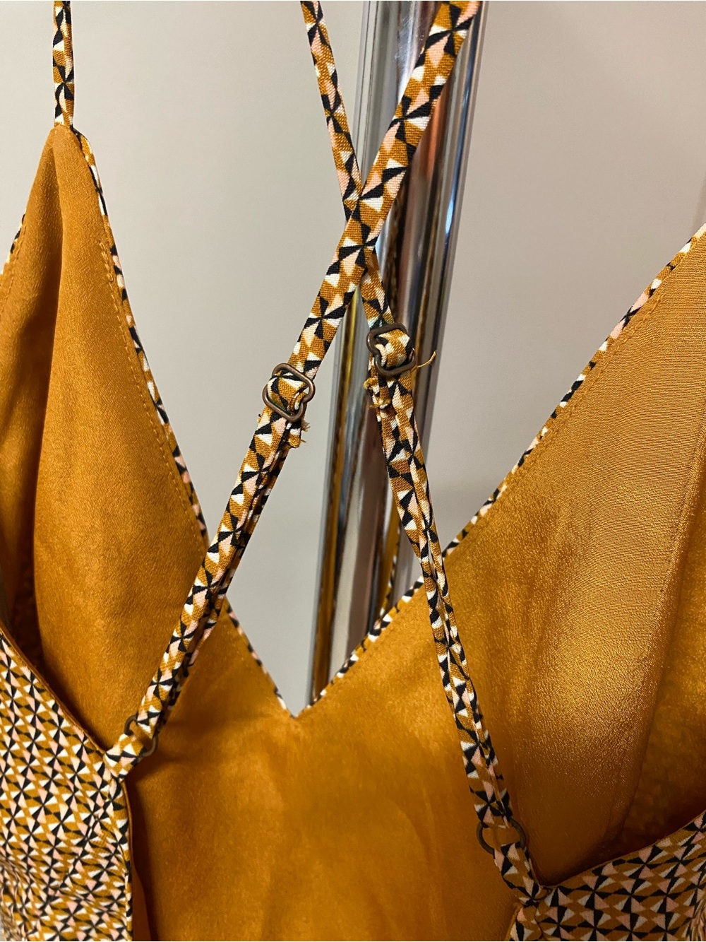 Forever 21 Gold Textured Slip Mini Dress with Adjustable Straps - Picture 9 of 11